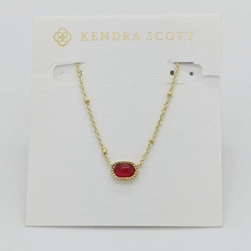 Kendra Scott Mini Elisa Gold Satellite Pendant Necklace in Berry Red